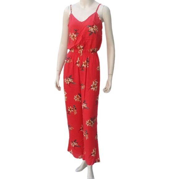 418133....Red Mimi Chica Floral Jumpsuit Size XS - Picture 3 of 8